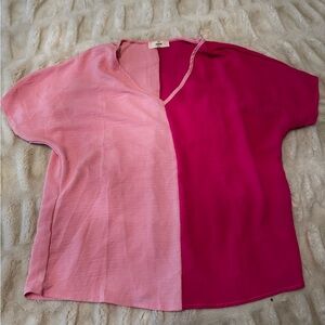 Entro Pink and Magenta Colorblock Tee